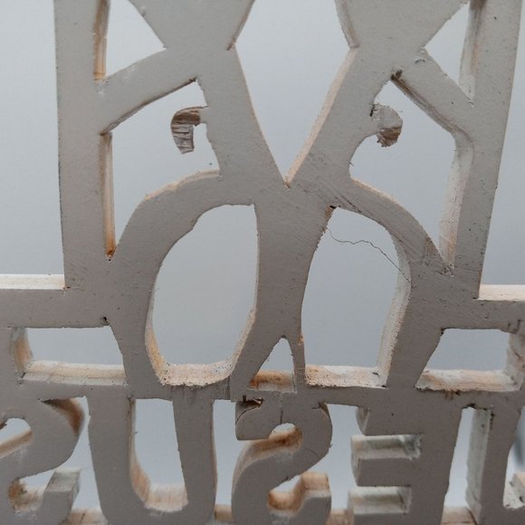 Jesus Cross Folk Art Sculpture Scrollwork Handmade Christian Easter OOAK Vintage - Picture 5 of 14